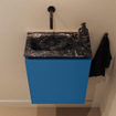 MONDIAZ TURE-DLUX Meuble toilette - 40cm - Jeans - EDEN - vasque Lava - position gauche - sans trou de robinet SW1103822
