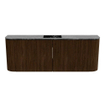 Mondiaz JOYA-DLUX 113.2cm toiletmeubel - ronding links en rechts kleur Walnut - Wastafel FAYE positie Midden 1 kraangat kleur Lava. SW1422478