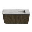 Mondiaz JOYA-DLUX Meuble de toilette 81,6 cm - arrondi gauche couleur Shadow - Vasque FAYE position Droite 1 trou de robinet couleur Glace SW1422799