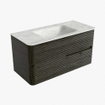 Mondiaz CIRO-DLUX Meuble de salle de bains - 100x45x50cm - Vasque en solid surface Opalo - 1 lavabo au milieu - 1 trou de robinetterie - 2 tiroirs - Shadow SW1532391