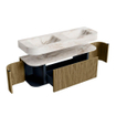 MONDIAZ THOR-DLUX Meuble de salle de bains - 140cm - arrondi gauche + droite - couleur Dusk - 1 tiroir et 2 portes - Vasque suspendue CLOUD Double sans trou de robinet - couleur Frappe SW1464184