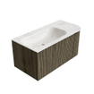 Mondiaz KURVE-DLUX Ensemble meuble de salle de bain - 95x46x40cm - 1 tiroir - 1 porte - lavabo solid surface - gauche - 1 trou de robinet - Shadow SW1414439