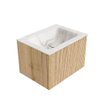 MONDIAZ KURVE-DLUX Meuble de salle de bains 60 cm couleur Oak avec 1 tiroir. Lavabo CLOUD central sans trou de robinetterie couleur Frappe. SW1137320
