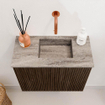 Mondiaz JOYA-DLUX Meuble de toilette 50cm - couleur Walnut - Vasque FAYE position Droite Sans trou de robinet couleur Oza SW1424547