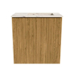 Mondiaz JOYA-DLUX 40cm toiletmeubel - kleur Oak - Wastafel FAYE positie Rechts 1 kraangat kleur Nata. SW1423990