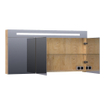 BRAUER Promise Deluxe Armoire de toilette 139x70x15cm éclairage intégré rectangulaire 3 portes pivotantes MFC Forest Tan SW371670