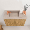 Mondiaz JOYA-DLUX 50cm toiletmeubel - kleur Oak - Wastafel FAYE positie Links 1 kraangat kleur Saba. SW1424140