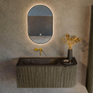 Mondiaz KURVE Ensemble meuble de salle de bains - 105x46x40cm - 1 tiroir - 1 porte - lavabo solid surface - gauche - sans trou de robinet - Shadow SW1414184