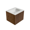 MONDIAZ KURVE-DLUX 50cm Meuble salle de bain - couleur Walnut - 1 tiroir - vasque GRUNNE centre - 1 trou de robinet - couleur Opalo SW1137636