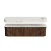MONDIAZ THOR-DLUX 170cm badmeubel ronding links + rechts kleur Walnut met 1 lade en 2 deuren. Vrijhangende wastafel CLOUD Rechts zonder kraangat kleur Ostra. SW1465606