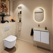 MONDIAZ TURE-DLUX Meuble toilette - 60cm - Cale - EDEN - vasque Ostra - position gauche - sans trou de robinet SW1104717