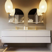 MONDIAZ VICA-DLUX Ensemble meuble de salle de bains - 200cm - meuble bas talc - 4 tiroirs - lavabo encastré cloud double - 2 trous de robinet - version haute 60cm - frape SW1088578