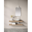 Looox Wood collection Duo étagères murales 100x46cm - 2 pièces - Avec porte-serviettes noir mat - chêne massif Old grey SW108685