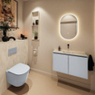 MONDIAZ TURE-DLUX Meuble toilette - 80cm - Clay - EDEN - vasque Ostra - position centrale - sans trou de robinet SW1104770