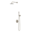 IVY Bond Ensemble de douche pluie - encastrable - inverseur 2 voies avec arrêt - bras mural 40 cm - pomme de douche slim 20 cm ronde - support avec sortie - flexible de douche 150 cm - douchette stick - Nickel brossé PVD SW1033952