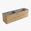 Mondiaz CIRO-DLUX Badkamermeubelset - 170x45x50cm - Solid surface wastafel Oza - 2 wasbak Dubbel - 2 kraangaten - 4 lades - Oak SW1531144
