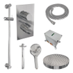 BRAUER Stripe Thermostatische Inbouw Regendouche - 3-weg - rechthoekig - SET 24 - 25cm douchekop - plafondarm - 3-standen handdouche - doucheslang - geïntegreerde glijstang - chroom SW1434761