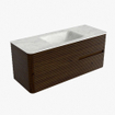 Mondiaz CIRO-DLUX Ensemble de meubles de salle de bains - 120x45x50cm - lavabo solid surface Opalo - 1 vasque au milieu - 1 trou de robinet - 2 tiroirs - Noyer SW1530489