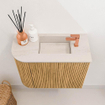 Mondiaz JOYA-DLUX 51.6cm toiletmeubel - ronding links kleur Oak - Wastafel FAYE positie Rechts 1 kraangat kleur Meli. SW1423946