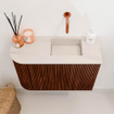 Mondiaz JOYA-DLUX 61.6cm toiletmeubel - ronding links kleur Ruby - Wastafel FAYE positie Rechts Zonder kraangat kleur Meli. SW1425374