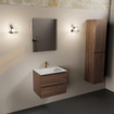 Mondiaz AIVY Ensemble de meuble - 60x45x50cm - 1 trou de robinet - 1 vasque Talc Solid surface - Centre - 2 tiroirs - avec miroir - Melamine Mocha SW892470