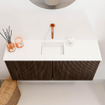 Mondiaz JOYA 90cm meuble de toilette - couleur Walnut - Vasque FAYE position Milieu Sans trou de robinet couleur Talc. SW1421263