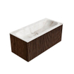 MONDIAZ KURVE-DLUX Meuble de salle de bains 100 cm couleur Walnut avec 1 tiroir. Lavabo BIG MEDIUM central 1 trou de robinet couleur Frappe. SW1137434