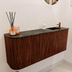 Mondiaz JOYA-DLUX 101.6cm meuble de salle de bains - arrondi gauche couleur Ruby - Vasque FAYE position Droite 1 trou de robinet couleur Lava. SW1423666