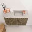 Mondiaz JOYA-DLUX Meuble de toilette 61,6cm - arrondi gauche couleur Dusk - Vasque FAYE position droite 1 trou de robinet couleur Glace SW1423198