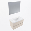 Mondiaz VICA ensemble de meuble de salle de bain - 80cm - meuble sous-vasque lin - 2 tiroirs - lavabo denia milieu - 1 trou de robinet - couleur Blanc Brillant - miroir LED - version XL 60cm haut SW1091939