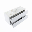 MONDIAZ VICA-DLUX Ensemble meuble de salle de bains - 110cm - meuble bas talc - 2 tiroirs - lavabo encastré cloud central - sans trous de robinet - version haute 60cm - frape SW1088551