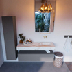 Mondiaz ALAN-DLUX Ensemble de meuble - 130cm - meuble Plata mat - 1 tiroir - Lavabo Cloud Frappe suspendu - vasque Droite - 0 trous de robinet SW804966