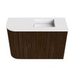 Mondiaz JOYA 61.6cm toiletmeubel - ronding links kleur Walnut - Wastafel FAYE positie Rechts 1 kraangat kleur Talc. SW1421288