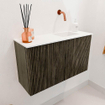Mondiaz JOYA 70cm toiletmeubel - kleur Shadow - Wastafel FAYE positie Rechts Zonder kraangat kleur Talc. SW1421467