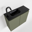MONDIAZ TURE Kit lave-mains - 60x23x50cm - 1 trou de robinet - 2 portes - armée mate - Lavabo à gauche - Solid Surface Noir SW475364