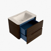 Mondiaz CIRO-DLUX Meuble de salle de bains ensemble - 70x45x50cm - Plan vasque solid surface Meli - 1 lavabo au milieu - 1 trou de robinet - 2 tiroirs - Noyer SW1530452