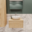 ENSEMBLE DE MEUBLE MONDIAZ LUSH - 60cm - 1 tiroir - lavabo BARCO - vasque centrale - 1 trou de robinet - chêne blanchi SW409538