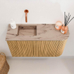 Mondiaz JOYA-DLUX 71.6cm toiletmeubel - ronding rechts kleur Oak - Wastafel FAYE positie Links Zonder kraangat kleur Arena. SW1423867