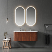 Royal Plaza Terra Badkamermeubelset - 120x46.2x46cm - solid surface wastafel wit mat - 2 wasbakken - 2 kraangaten - 2 lades - kastanje (walnoot) SW1447035