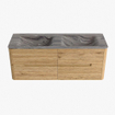 Mondiaz CIRO-DLUX Badkamermeubelset - 130x45x50cm - Solid surface wastafel Sombra - 2 wasbak Dubbel - zonder kraangaten - 4 lades - Oak SW1531235