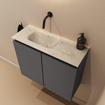 MONDIAZ TURE-DLUX Meuble toilette - 60cm - Dark Grey - EDEN - vasque Ostra - position gauche - sans trou de robinet SW1104857