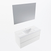 Mondiaz VICA ensemble de meuble de salle de bain - 100cm - meuble sous-vasque talc - 2 tiroirs - lavabo denia milieu - 1 trou de robinet - couleur Blanc Brillant - miroir LED - version XL 60cm haut SW1091909