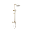 Fortifura Calvi Ensemble de douche pluie - thermostatique - pomme de douche 25cm - flexible métallique - douchette ronde - Laiton brossé PVD (Or) SW1204402