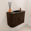 Mondiaz JOYA-DLUX 51.6cm toiletmeubel - ronding links kleur Walnut - Wastafel FAYE positie Rechts 1 kraangat kleur Lava. SW1422489
