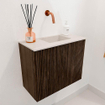 Mondiaz JOYA-DLUX 50cm meuble de toilette - couleur Walnut - Vasque FAYE position Droite Sans trou de robinet couleur Meli. SW1424385