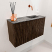 Mondiaz JOYA-DLUX 70cm toiletmeubel - kleur Walnut - Wastafel FAYE positie Rechts Zonder kraangat kleur Sombra. SW1424714