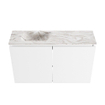 MONDIAZ TURE-DLUX Meuble toilette - 80cm - Talc - EDEN - vasque Glace - position gauche - 1 trou de robinet SW1103098