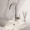 BRAUER Stripe Mitigeur lavabo haut en applique - bec rond pivotant - modèle A - finition PVD brossée couleur inox SW1435025