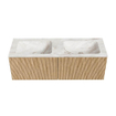 MONDIAZ KURVE-DLUX 130cm Meuble salle de bain - couleur Oak - 2 tiroirs - vasque LEAF double - sans trou de robinet - couleur Frappe SW1137356