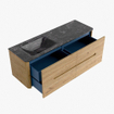 Mondiaz CIRO-DLUX Meuble de salle de bains - 140x45x50cm - lavabo solid surface Lava - 1 vasque à gauche - sans trous de robinet - 4 tiroirs - Chêne SW1530962